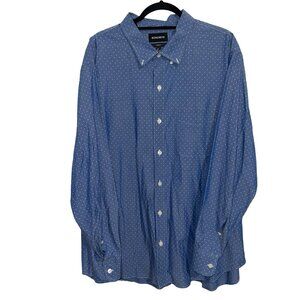 Bonobos Blue W/White Dot Standard Fit Cotton Collar Button Down Men's Shirt 2XL
